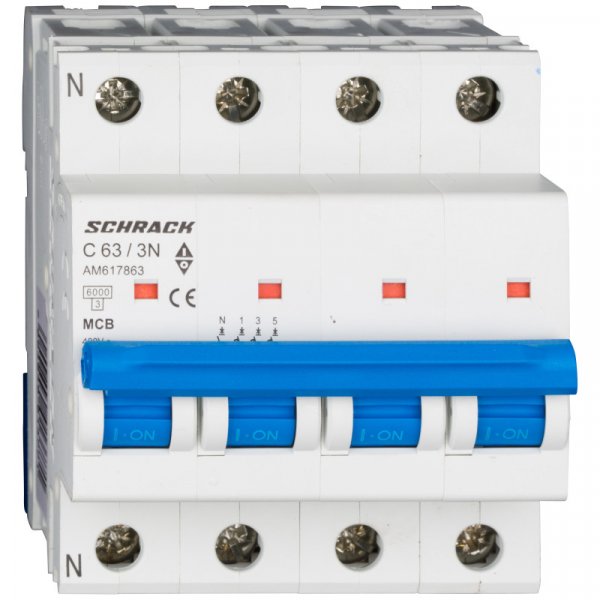 Автоматичний вимикач 6кА 3P+N 63А х-ка C Schrack AM617863