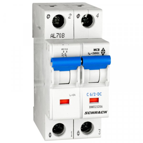 Автоматичний вимикач DC 10kA 2P 6A х-ка C Schrack BM015206