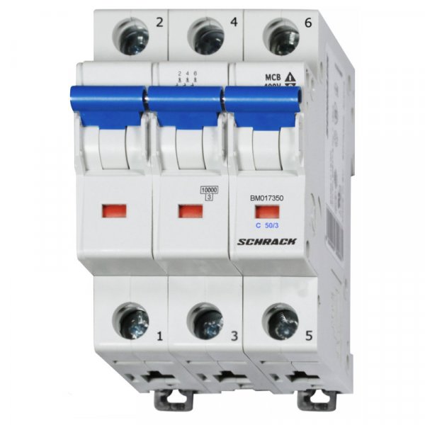 Автоматичний вимикач 10кА 3P 50A х-ка C Schrack BM017350