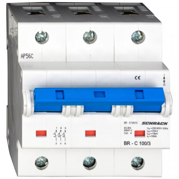 Автоматичний вимикач 20кА 3P 100A х-ка C Schrack BR573910