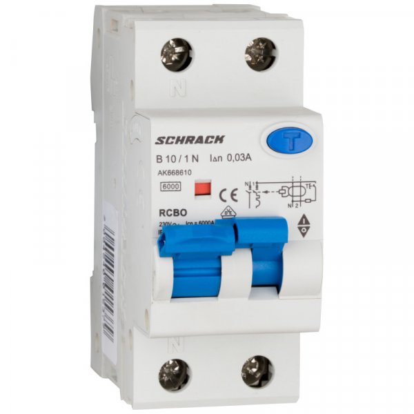 АВДТ 6кА/30мА 1P+N 10A х-ка B Тип A Schrack AK668610