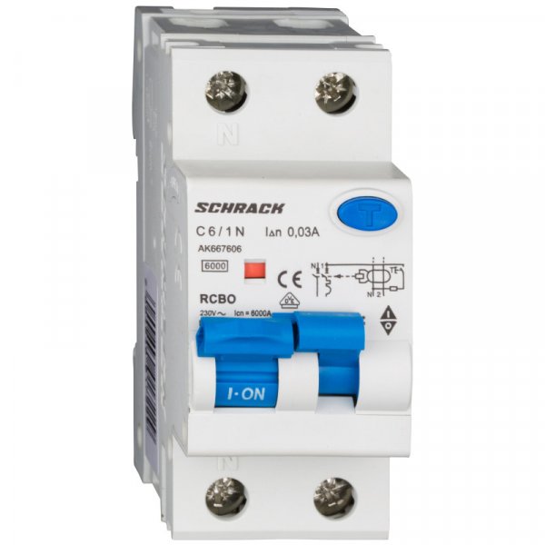 АВДТ 6кА/30мА 1P+N 6A х-ка C Тип A Schrack AK667606