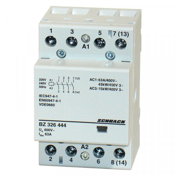 Контактор модульний 63А 4НО 230В AC Schrack BZ326444
