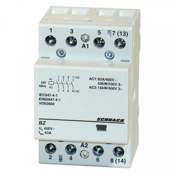 Контактор модульний 63А 4НО 24В AC Schrack BZ326445