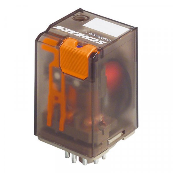 Реле багаторежимне 2 перекидних контакта 8 контактів 10А 24В DC Schrack MT221024