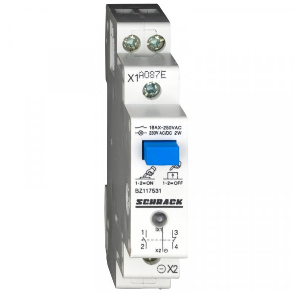Модульна кнопка LED 1НО+1НЗ 16А 230В АС/DC Schrack BZ117531