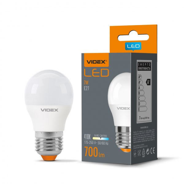 LED лампа VIDEX  G45e 7W E27 4100K