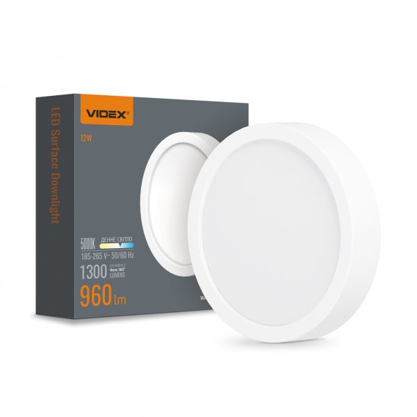 LED Світильник круглий накладний VIDEX 12W 5000K White