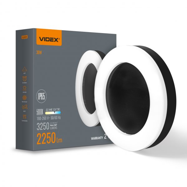 LED светильник ART IP65 круглый VIDEX 30W 5000K Black