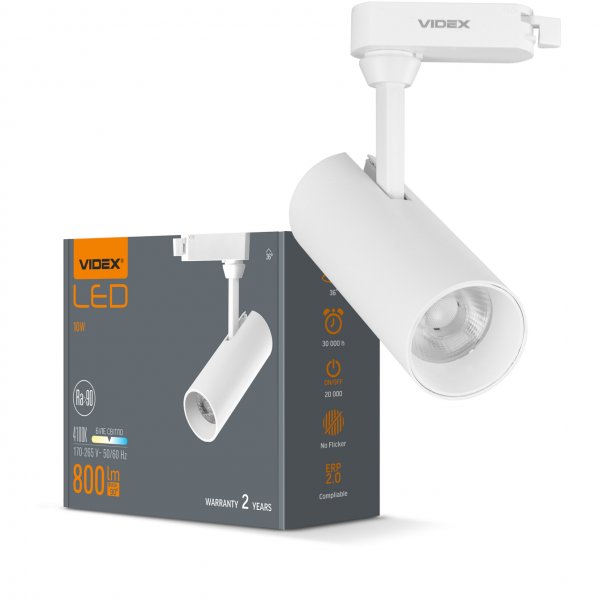 LED светильник трековый VIDEX 10W 4100K белый