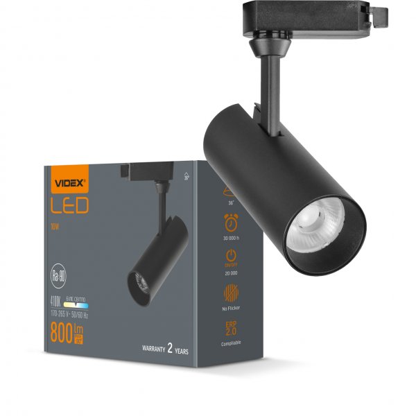 LED светильник трековый VIDEX 10W 4100K черный