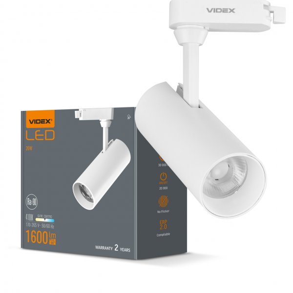 LED светильник трековый VIDEX 20W 4100K белый