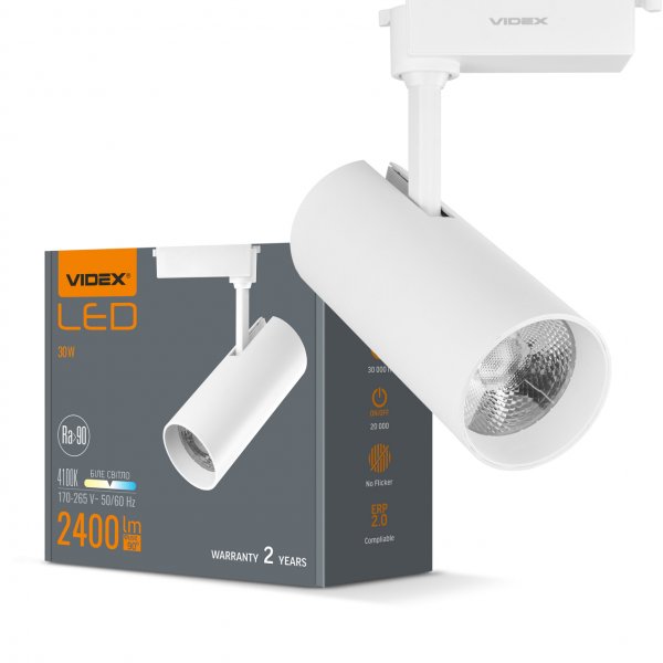 LED светильник трековый VIDEX 30W 4100K белый