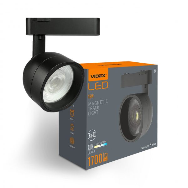 Светильник МАГНИТНЫЙ трековый VIDEX LA78B 18W 4000K 48V Black