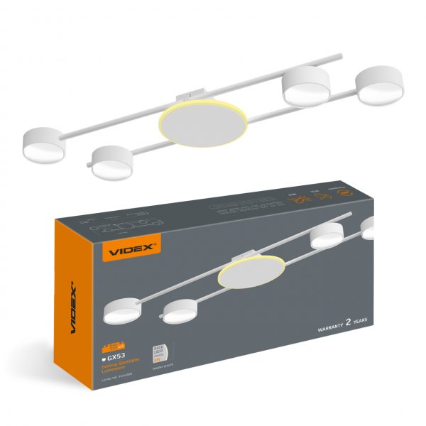 Светильник VIDEX под лампу 4xGX53 накладной с подсветкой белый VL-SPF21B-WB