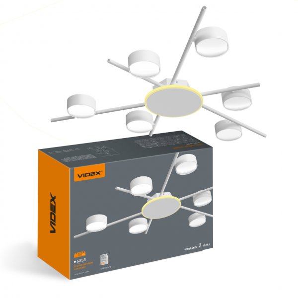 Светильник VIDEX под лампу 6xGX53 накладной с подсветкой белый VL-SPF22B-WB