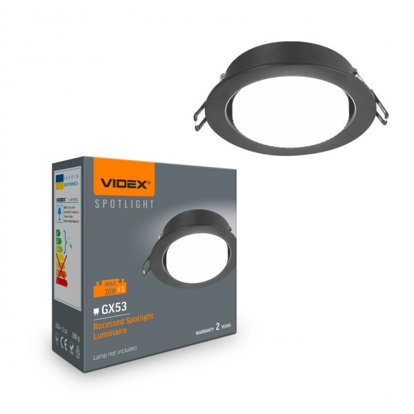 Светильник VIDEX под лампу GX53 врезной Черный (VL-SPF27R-B)