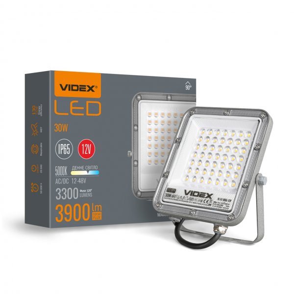 LED прожектор PREMIUM VIDEX F2 30W 5000K AC/DC12-48V