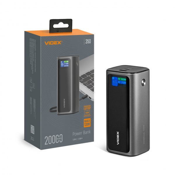 Пауэрбанк 20000mAh VIDEX VPB-350 130W PD100W +Display