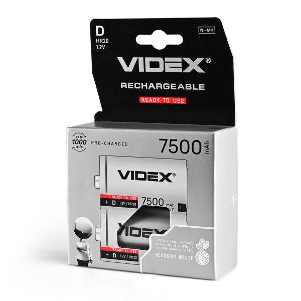 Аккумуляторы Videx HR20/D 7500mAh double blister/2шт