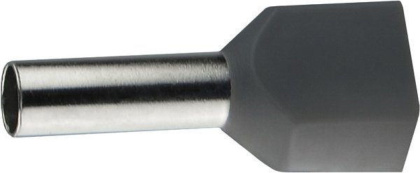 Накінечник ТЕ 4.0-12 трубчастий в ізоляції для двох проводів сірий (упаковка 100 шт.) Аско