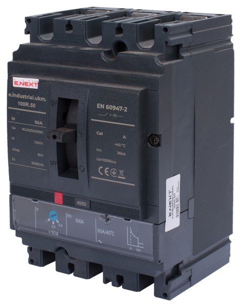 Силовой автоматический выключатель e.industrial.ukm.100R.50 с регулировкой, 3р, 50А i091002 E.NEXT