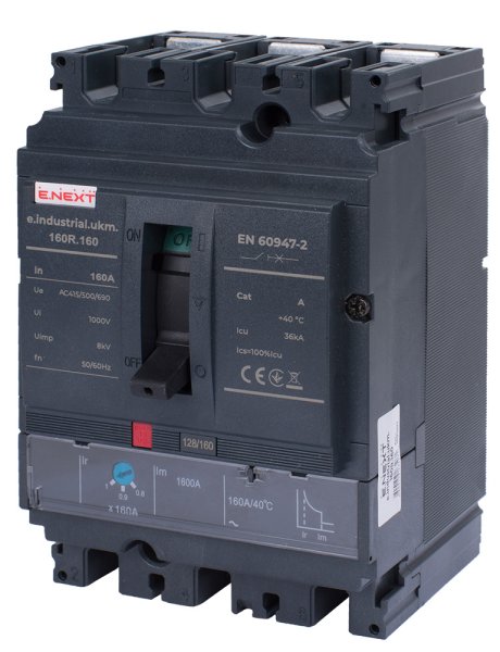 Силовой автоматический выключатель e.industrial.ukm.160R.160 с регулировкой, 3р, 160А i091007 E.NEXT