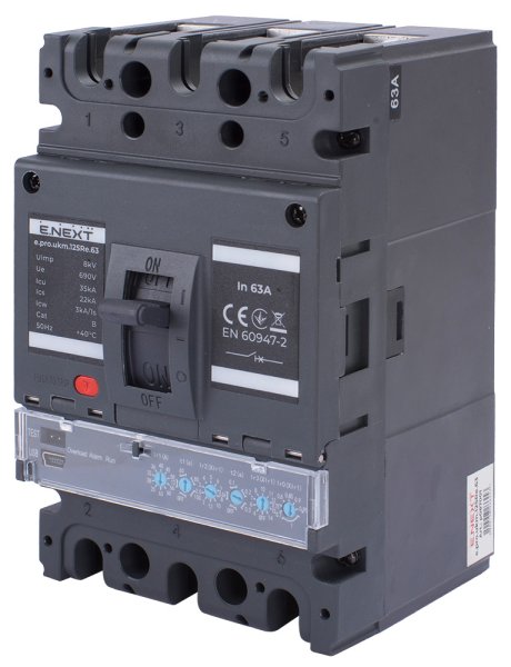 Силовий автоматичний вимикач e.pro.ukm.125Re.63 з електронним розчіплювачем, 3р, 63А p087001 E.NEXT