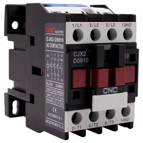 Пускатель электромагнитный CJX2-0910, 9A, АС3, катушка 380В, 1NO, 4кВт, CNC
