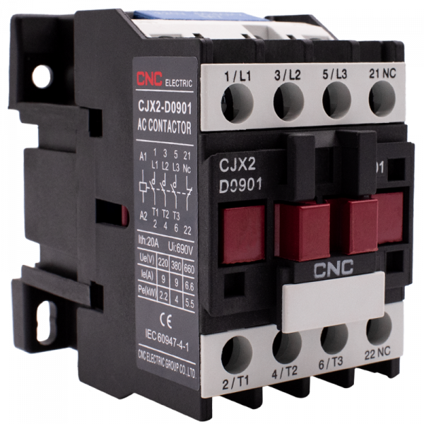Пускатель электромагнитный CJX2-0901, 9A, АС3, катушка 380В, 1NС, 4кВт, CNC