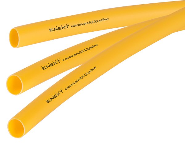 Термоусадочная трубка с клеевым слоем e.termo.pro.9,5.3,2.yellow, 9,5/3,2, 1м, жёлтая p092026 E.NEXT