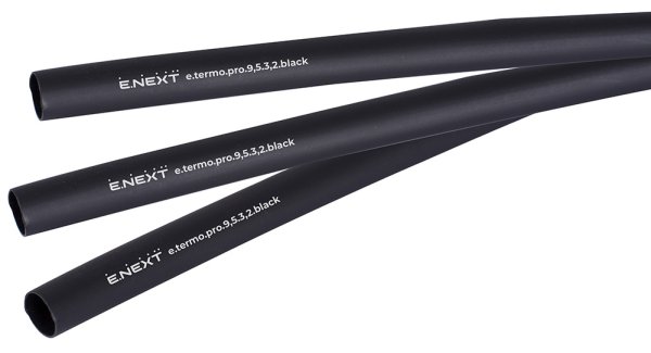 Термоусаджувальна трубка з клейовим шаром e.termo.pro.9,5.3,2.black, 9,5/3,2, 1м, чорна p092030 E.NEXT