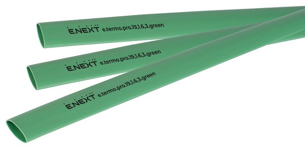 Термоусадочная трубка с клеевым слоем e.termo.pro.19,1.6,3.green, 19,1/6,3, 1м, зелёная p092045 E.NEXT