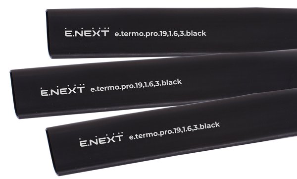 Термоусадочная трубка с клеевым слоем e.termo.pro.19,1.6,3.black, 19,1/6,3, 1м, чёрная p092048 E.NEXT