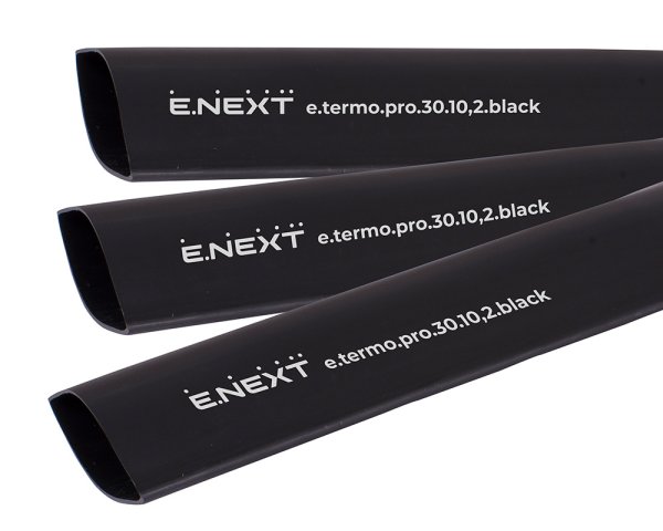 Термоусадочная трубка с клеевым слоем e.termo.pro.30.10,2.black, 30/10,2, 1м, чёрная p092050 E.NEXT