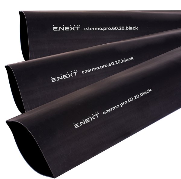 Термоусадочная трубка с клеевым слоем e.termo.pro.60.20.black, 60/20, 1м, чёрная p092053 E.NEXT