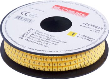 Кабельный маркер e.marker.stand.0.1.5.1, 0-1,5 кв.мм, "1", 1000 шт s2037032 E.NEXT