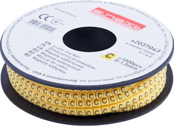 Кабельный маркер e.marker.stand.0.1.5.C, 0-1,5 кв.мм, "C", 1000 шт s2037043 E.NEXT