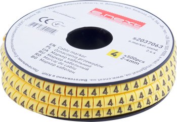 Кабельный маркер e.marker.stand.2.4.4, 2-4 кв.мм, "4", 500 шт s2037063 E.NEXT