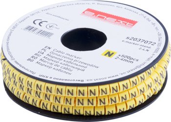 Маркер кабельний e.marker.stand.2.4.N, 2-4 кв.мм, "N", 500 шт s2037072 E.NEXT