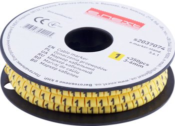 Маркер кабельний e.marker.stand.3.6.1, 3-6 кв.мм, "1", 350 шт s2037074 E.NEXT
