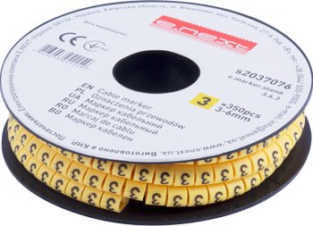 Маркер кабельний e.marker.stand.3.6.3, 3-6 кв.мм, "3", 350 шт s2037076 E.NEXT