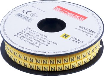 Кабельный маркер e.marker.stand.3.6.N, 3-6 кв.мм, "N", 350 шт s2037086 E.NEXT