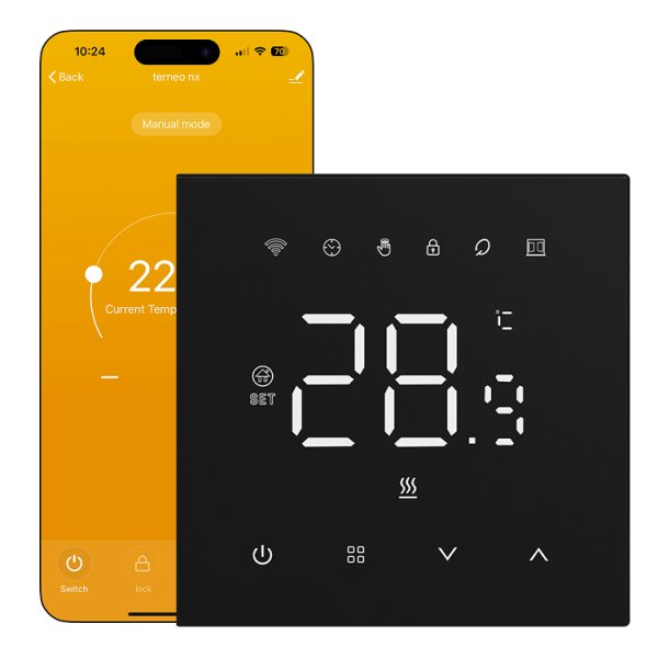 Wi-Fi терморегулятор Terneo NX black з підтримкою екосистеми Tuya 