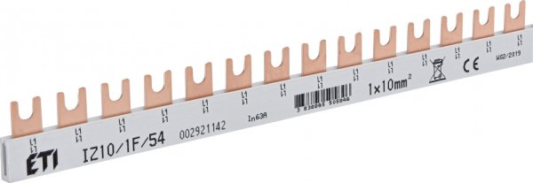 Шина питания IZ 10/1F/54 (10мм2, 1P, 1м, Fork, 54mod.) 2921142 ETI