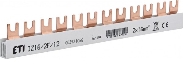 Шина питания IZ 16/2F/12 (16мм2, 2P, 0.21м, Fork, 12mod.) 2921066 ETI