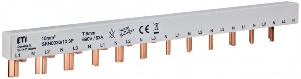Шина живлення IZ-SKN0030/10 (10мм2, 3P+N, 0.22м, Pin, 12mod.) 2921149 ETI