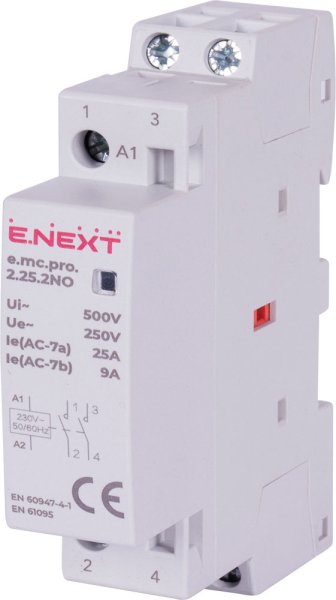 Модульный контактор e.mc.pro.2.25.2NO, 2р, 25А, 2NO, 220В p005201 E.NEXT