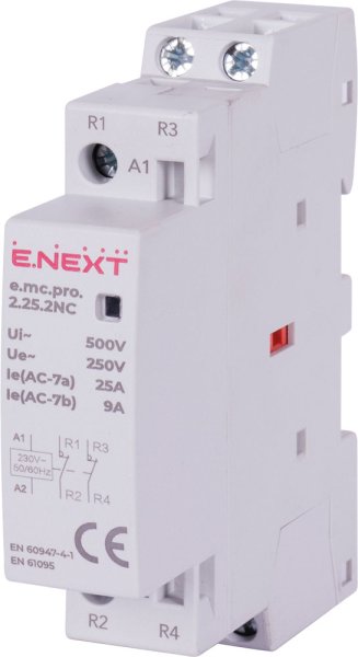 Модульний контактор e.mc.pro.2.25.2NC, 2р, 25А, 2NC, 220В p005225 E.NEXT