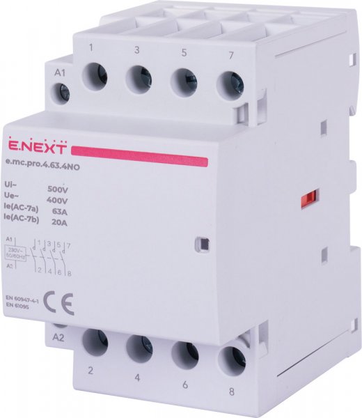 Модульный контактор e.mc.pro.4.63.4NO, 4р, 63А, 4NO, 220В p005209 E.NEXT